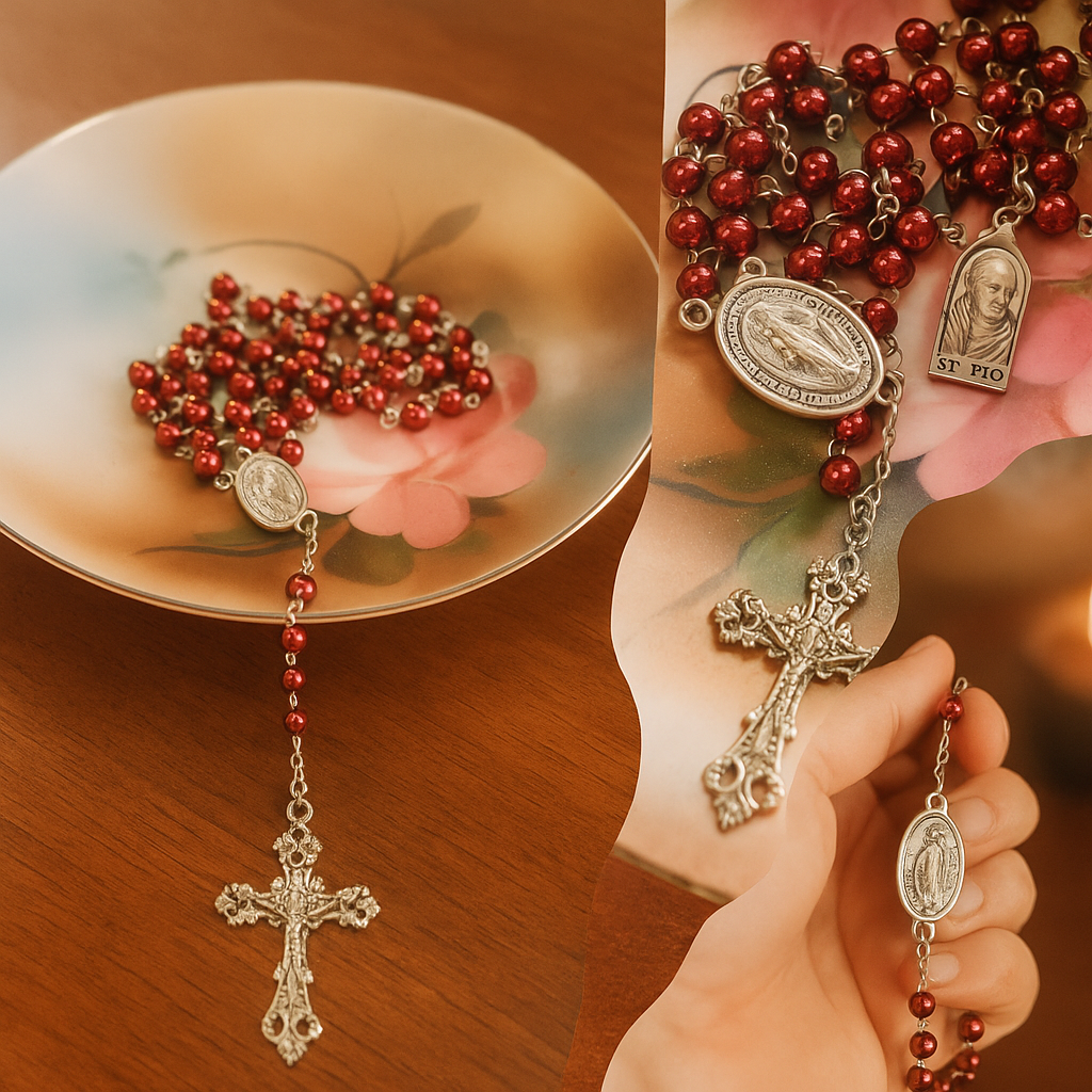Burgundy Padre Pio Rosary 