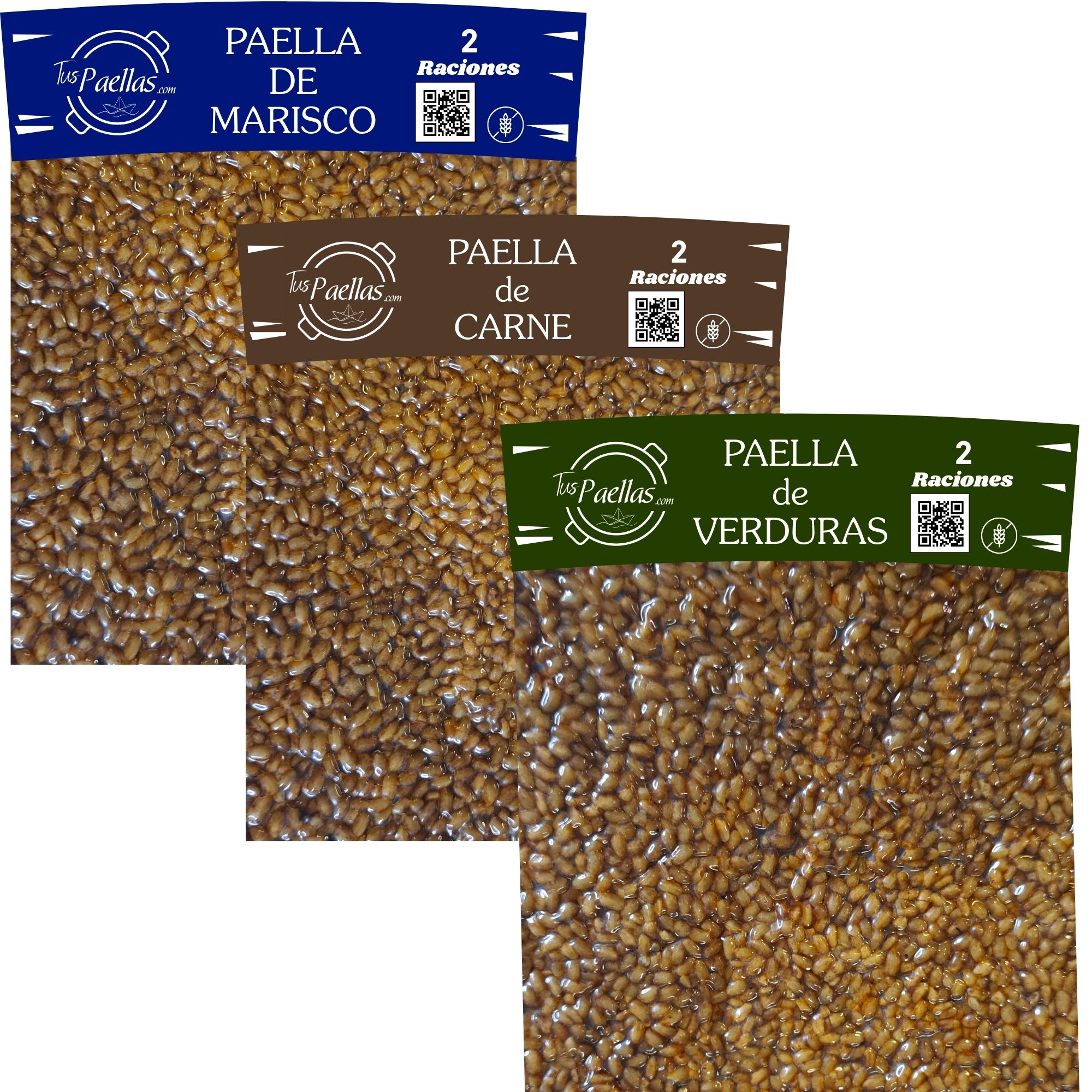 Paella Marinera, de Carne y de Verduras (Pack 3)