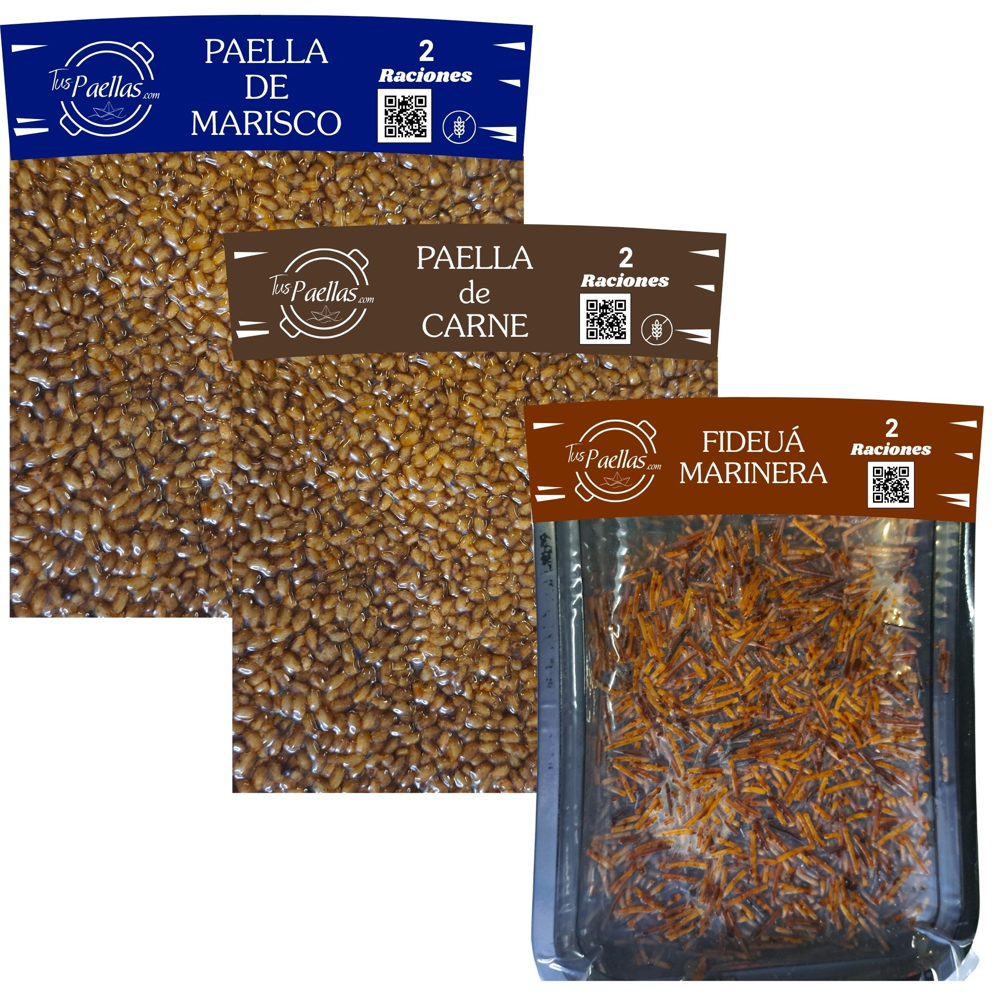 Paella Marinera, de Carne y Fideuá (Pack 3)