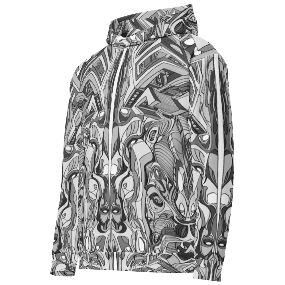 Hand-Drawn Geometric Patterned Unisex Cotton Hoodie