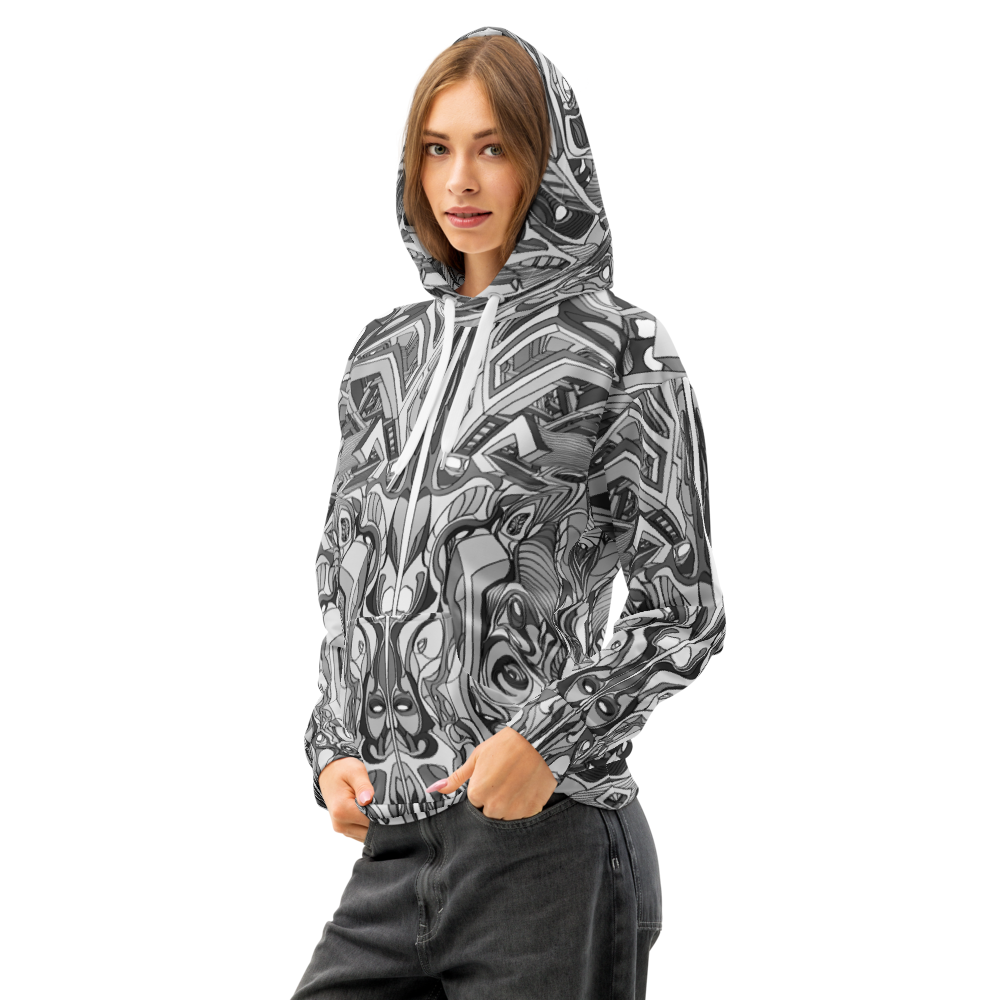 Hand-Drawn Geometric Patterned Unisex Cotton Hoodie