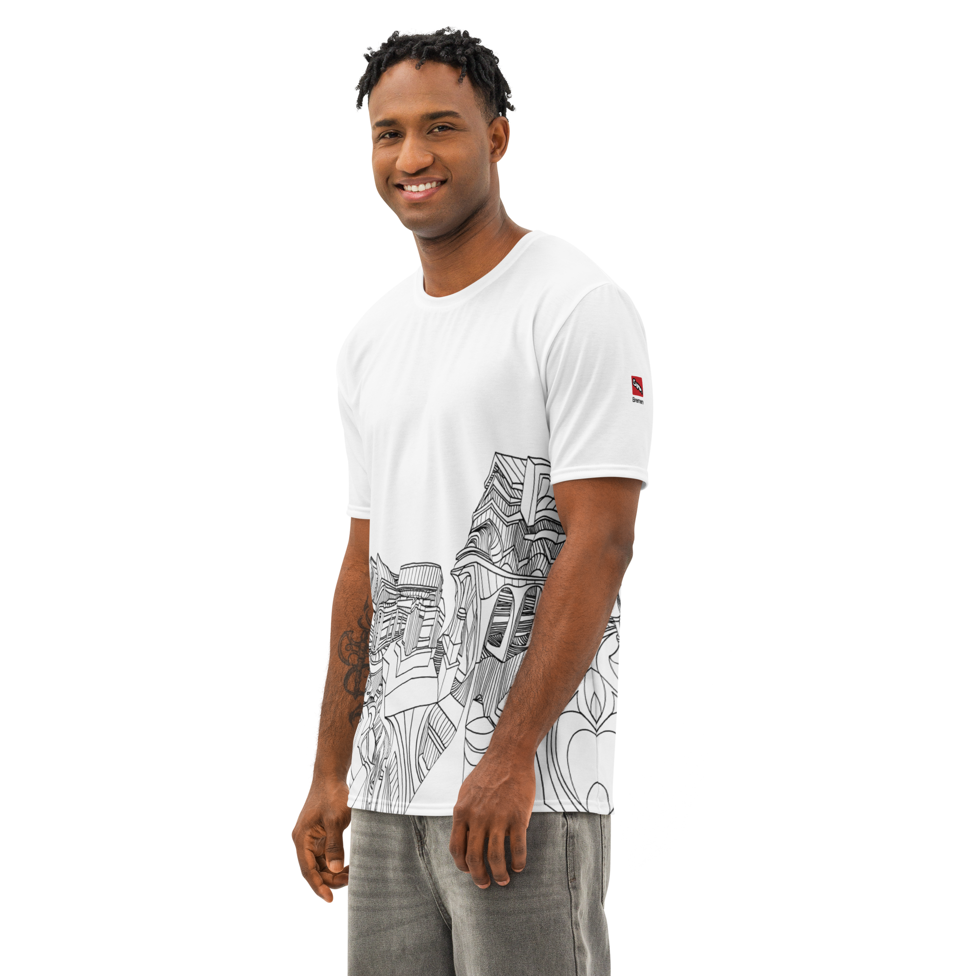 Men's Crew Neck Architectural Line Art T-Shirt 