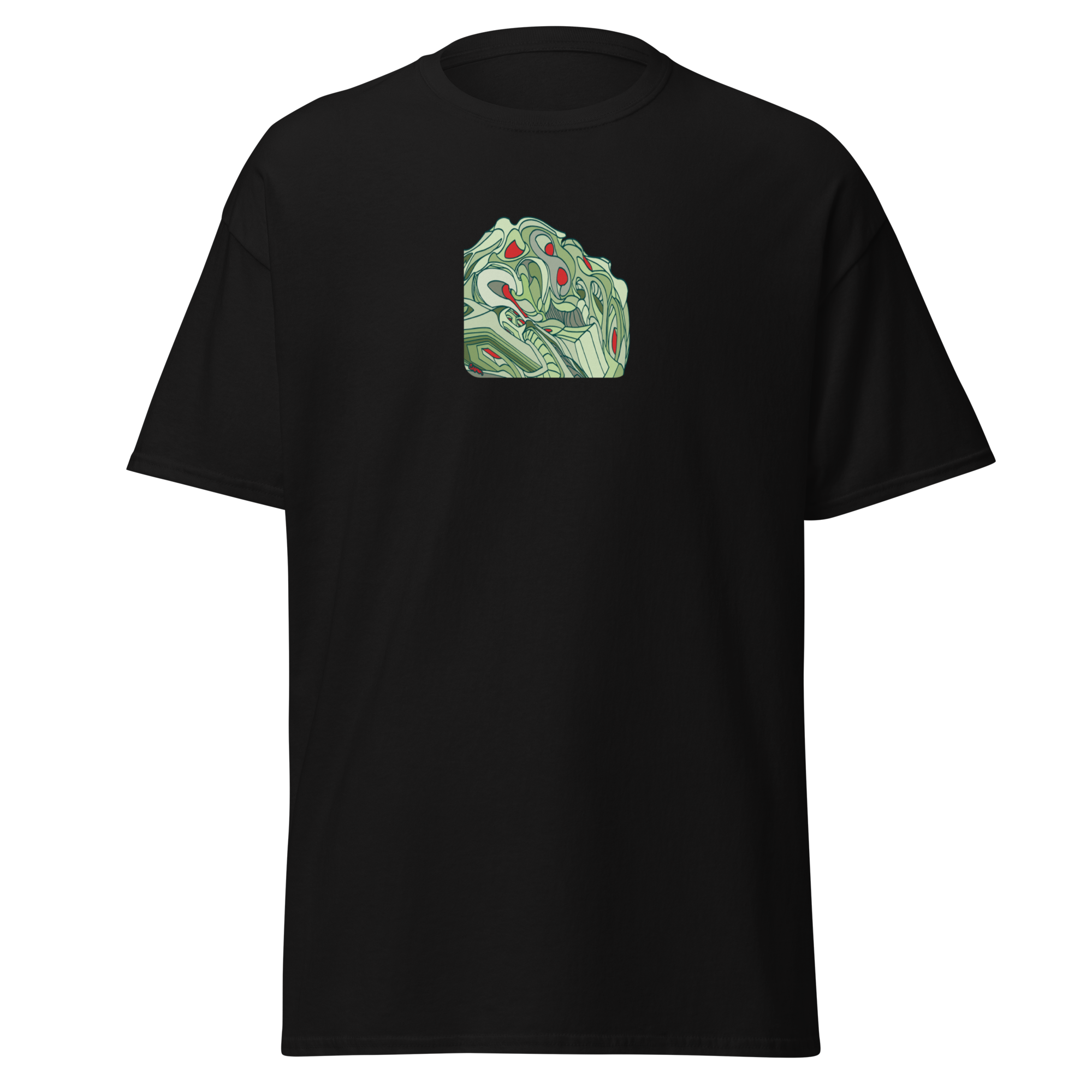 Black or White T-shirt with Abstract Green Dragon Print