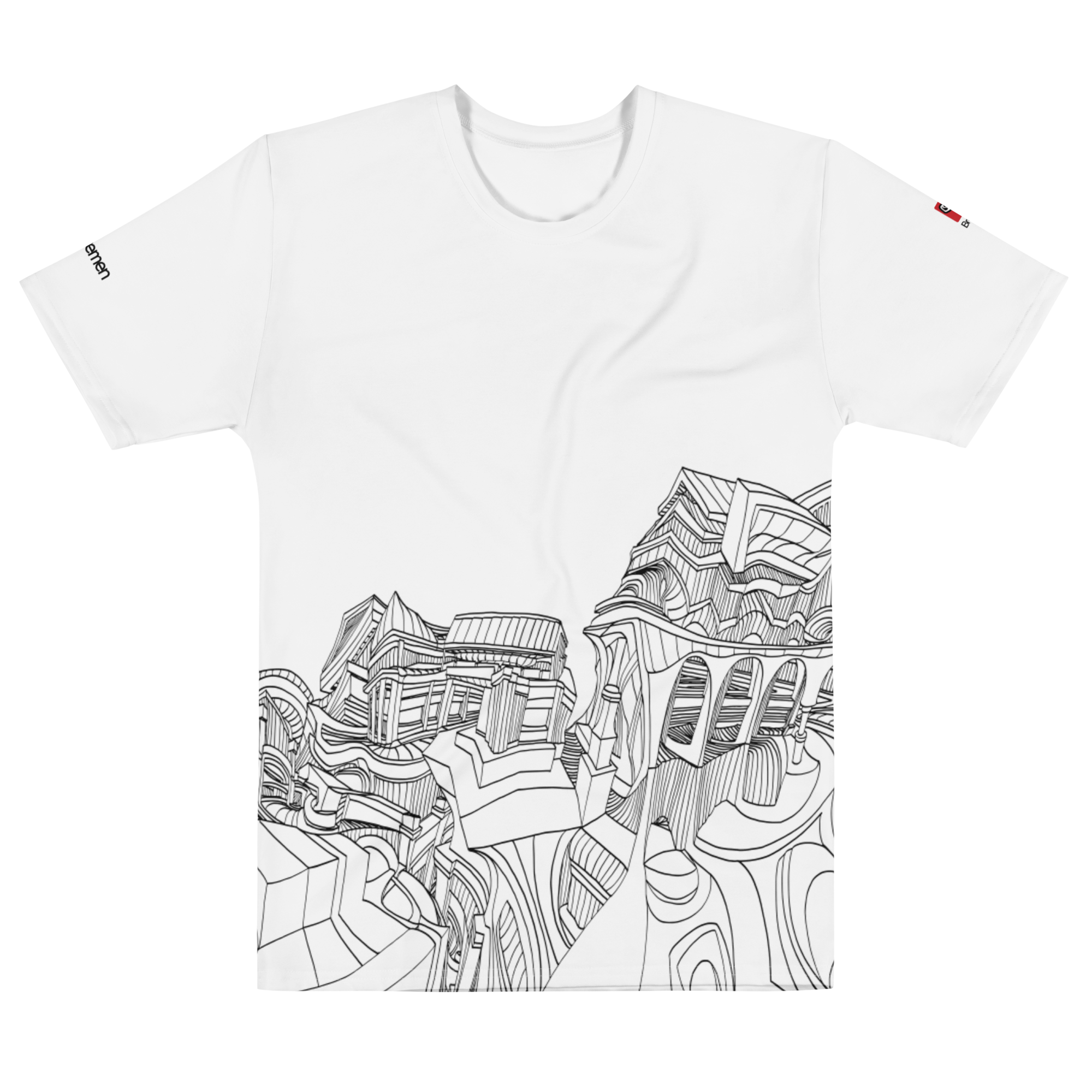 Men's Crew Neck Architectural Line Art T-Shirt