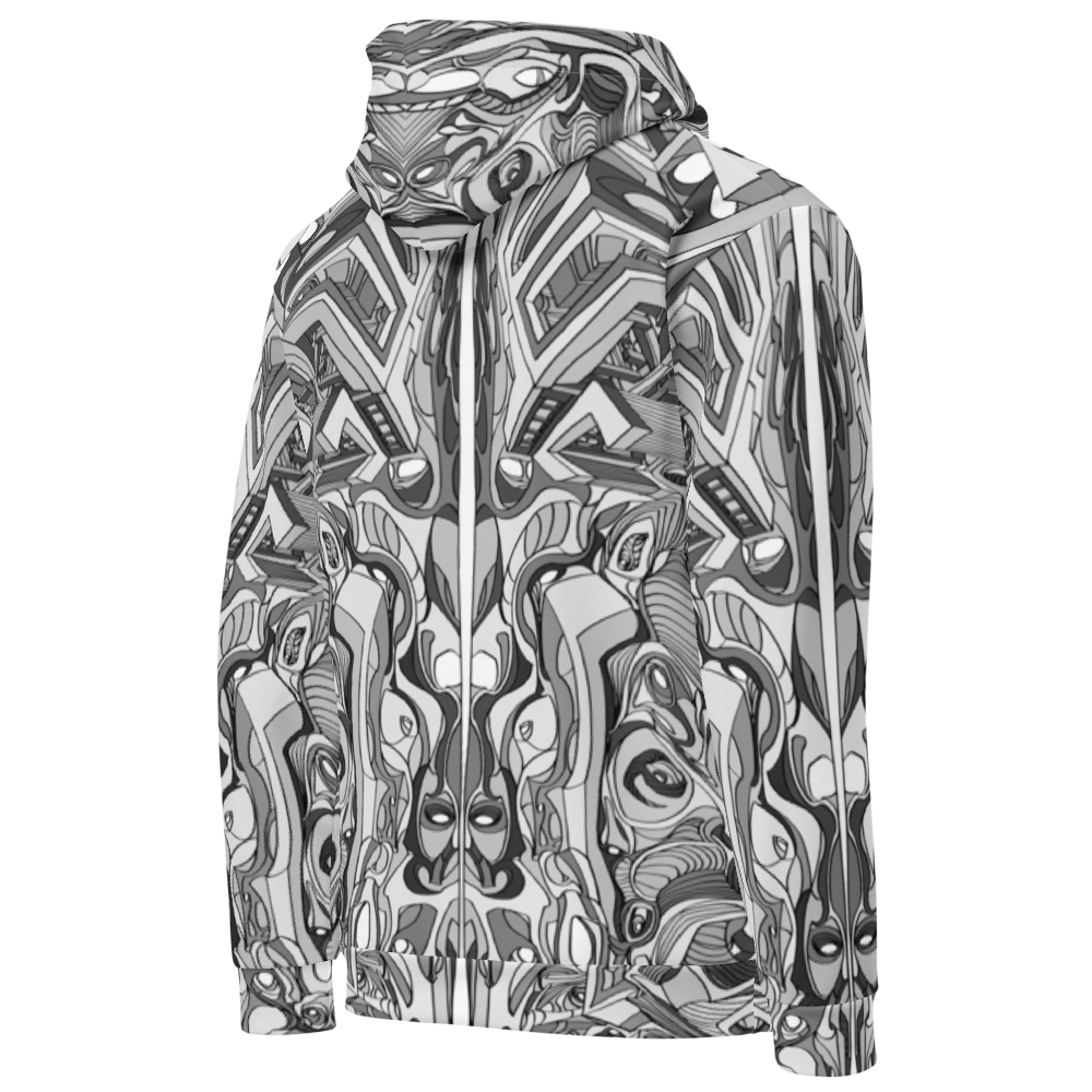 Hand-Drawn Geometric Patterned Unisex Cotton Hoodie
