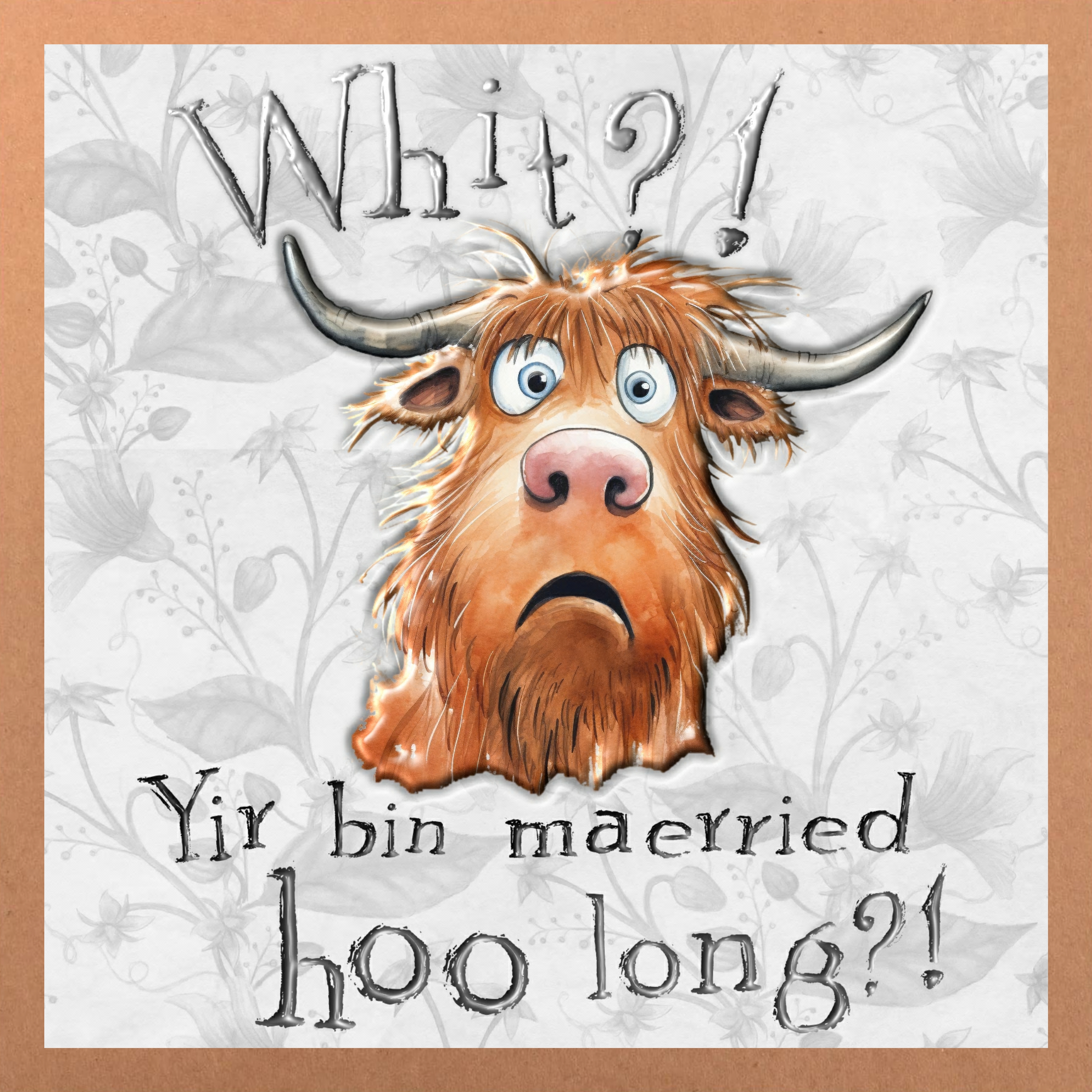 Highland Cow Anniversary Card