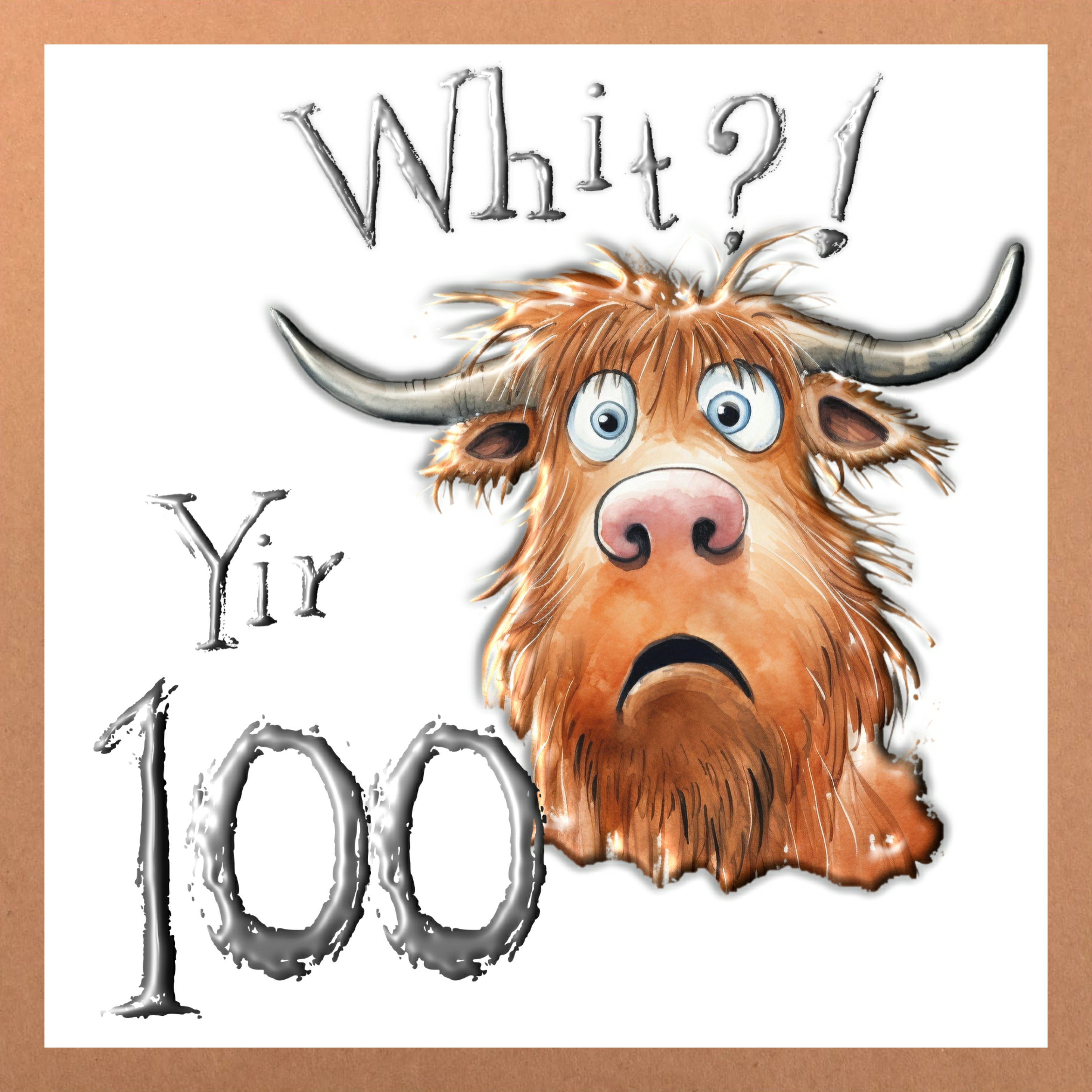 Funny Highland Cow 100th Birthday Card