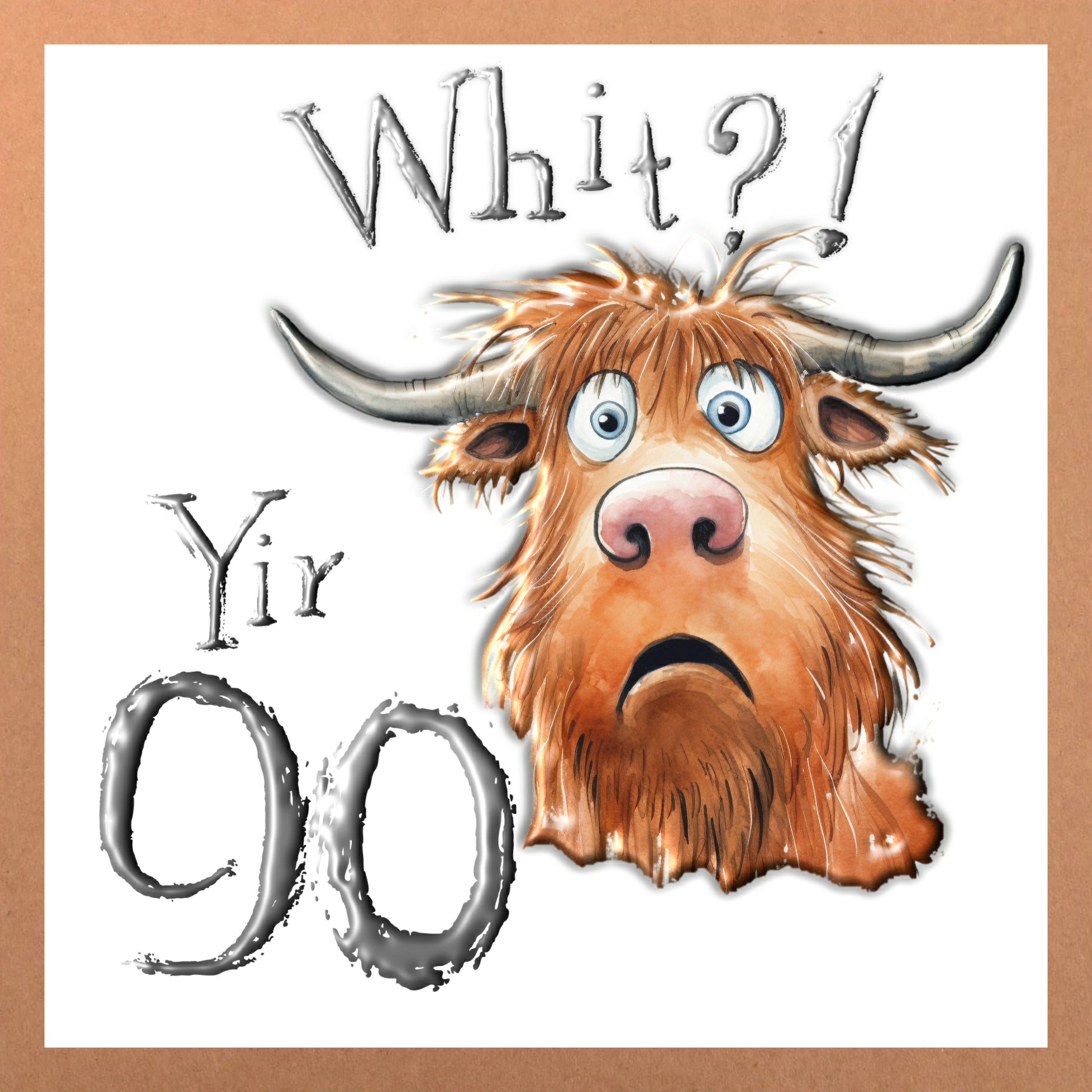 Highland Cow 90th Birthday Card