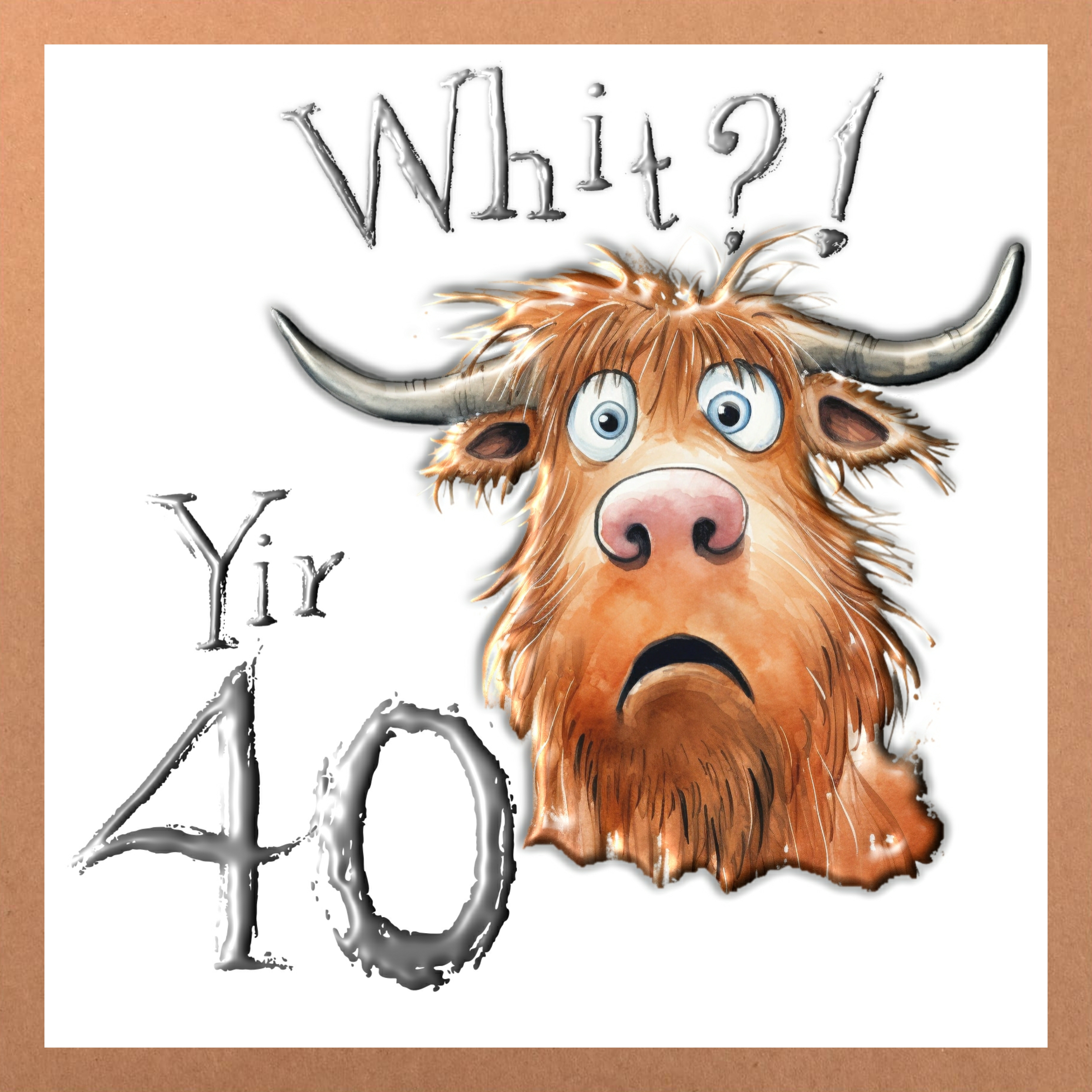 Highland Cow 40th Birthday Card