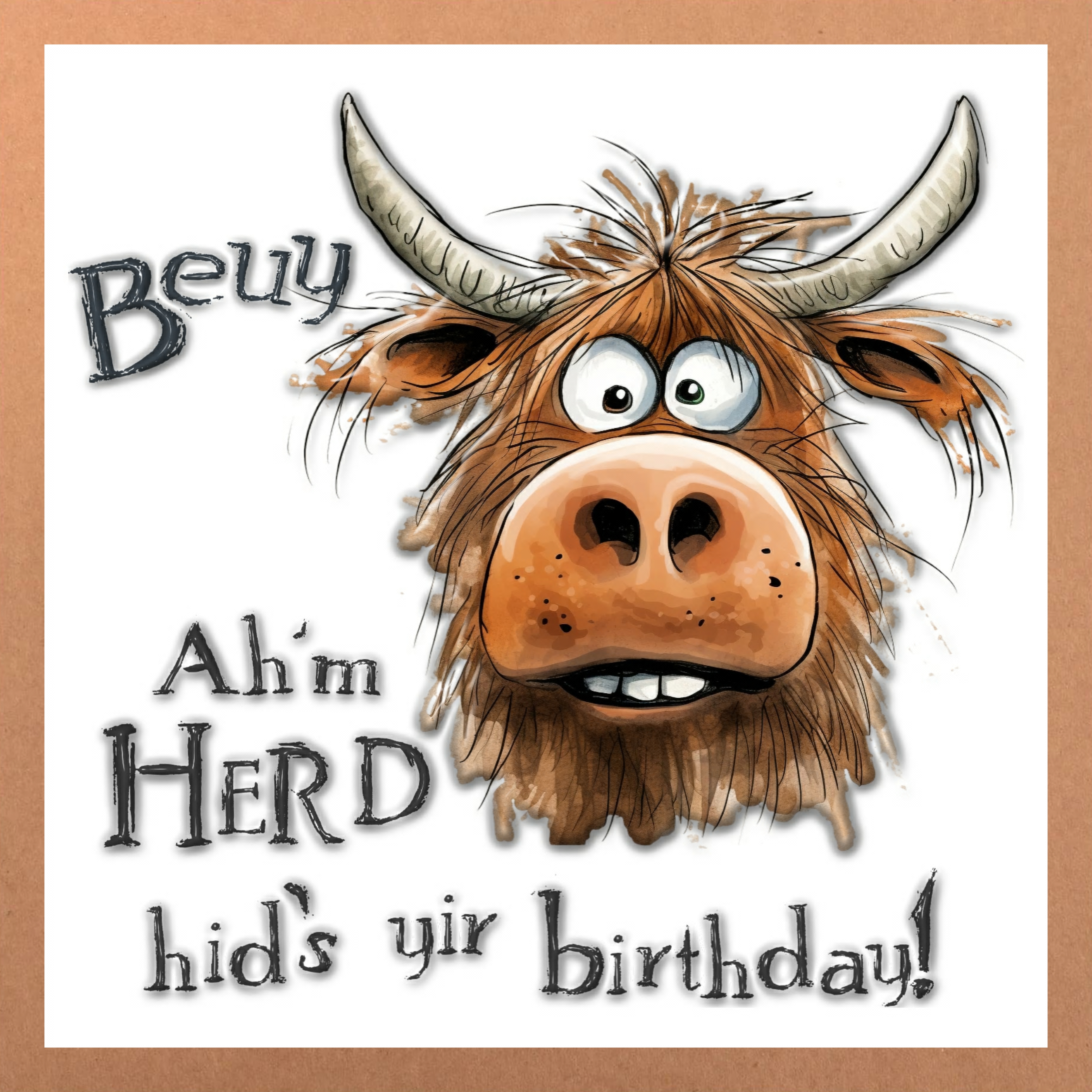 Scottish Highland Cow Birthday Card