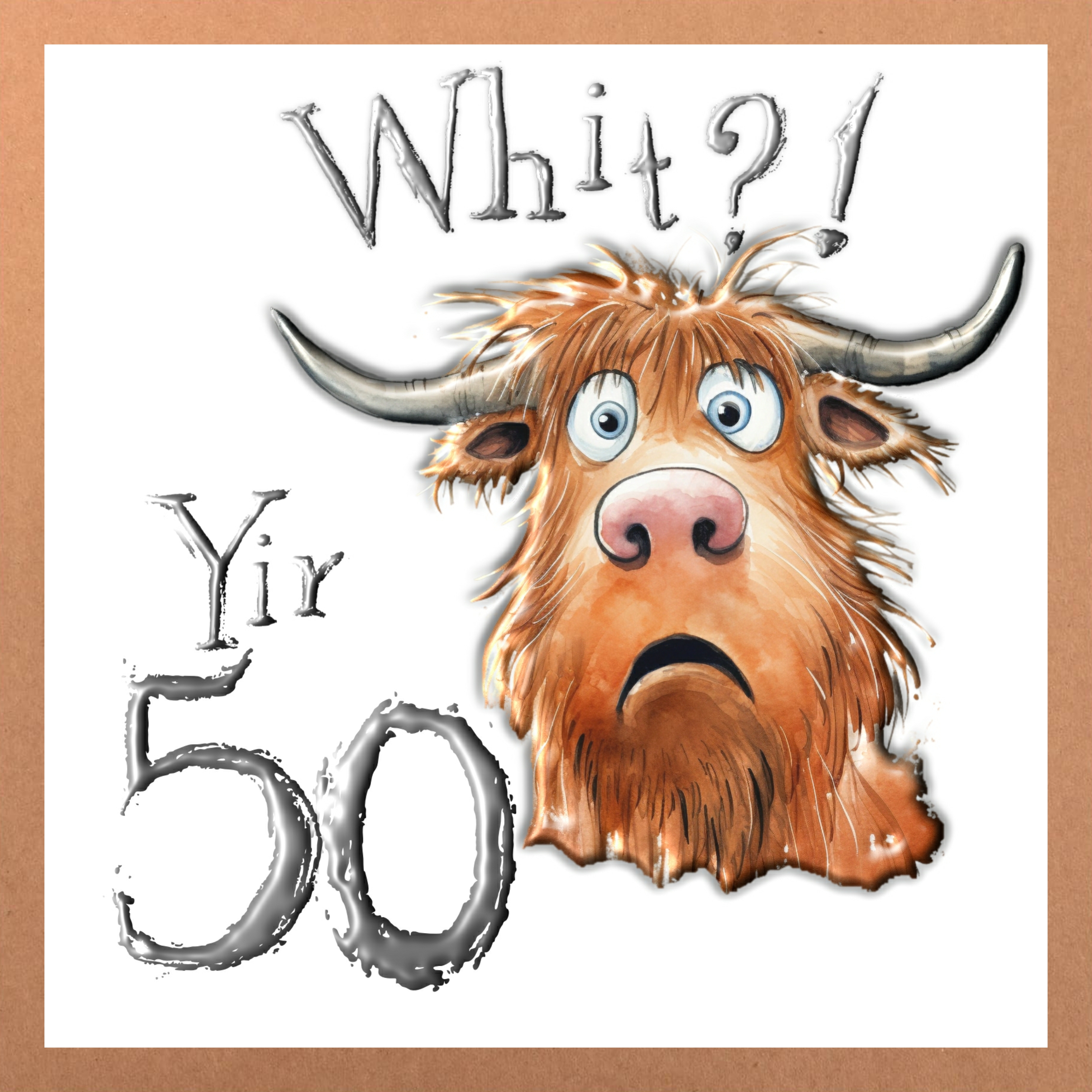 Highland Cow 50th Birthday Card