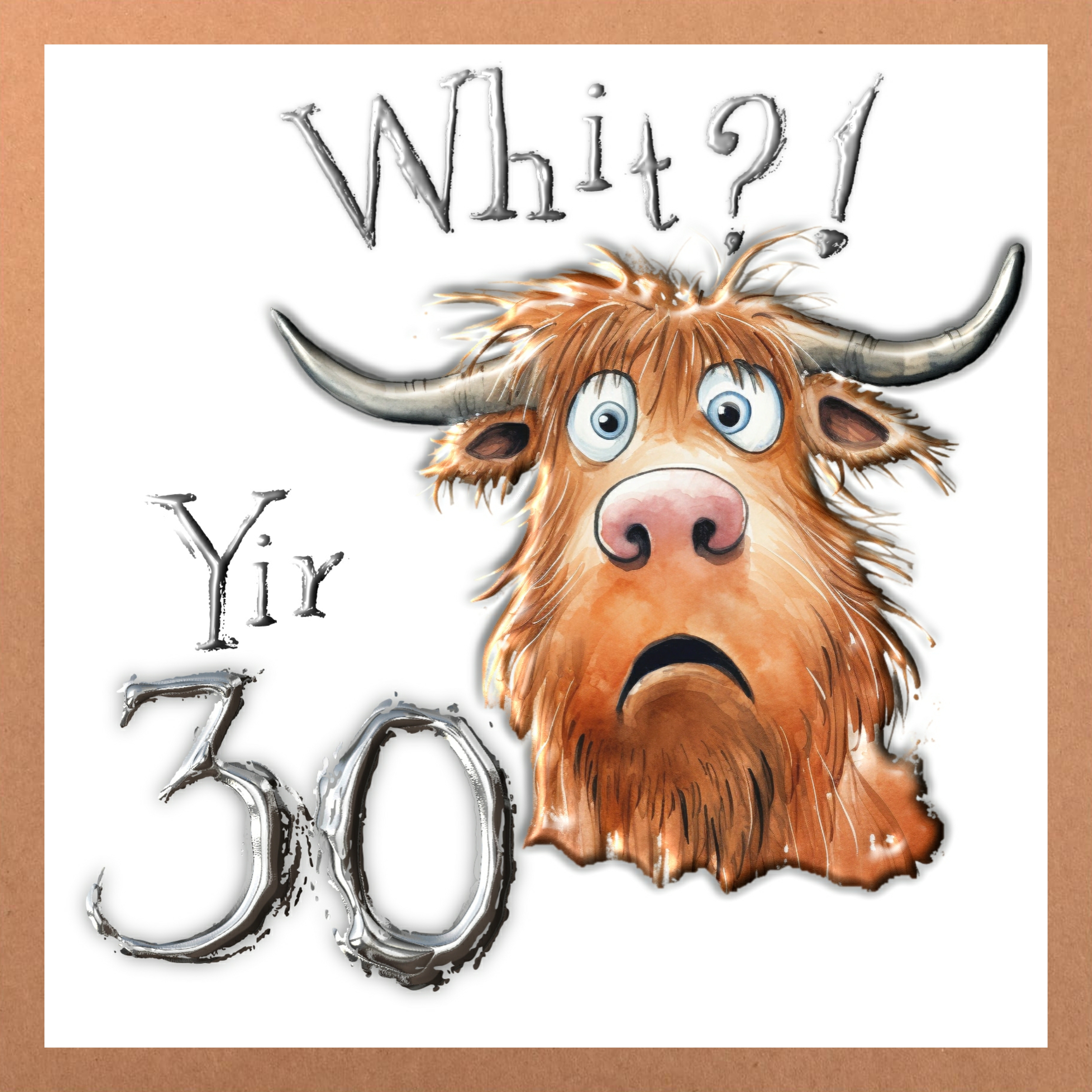 Highland Cow 30th Birthday Card