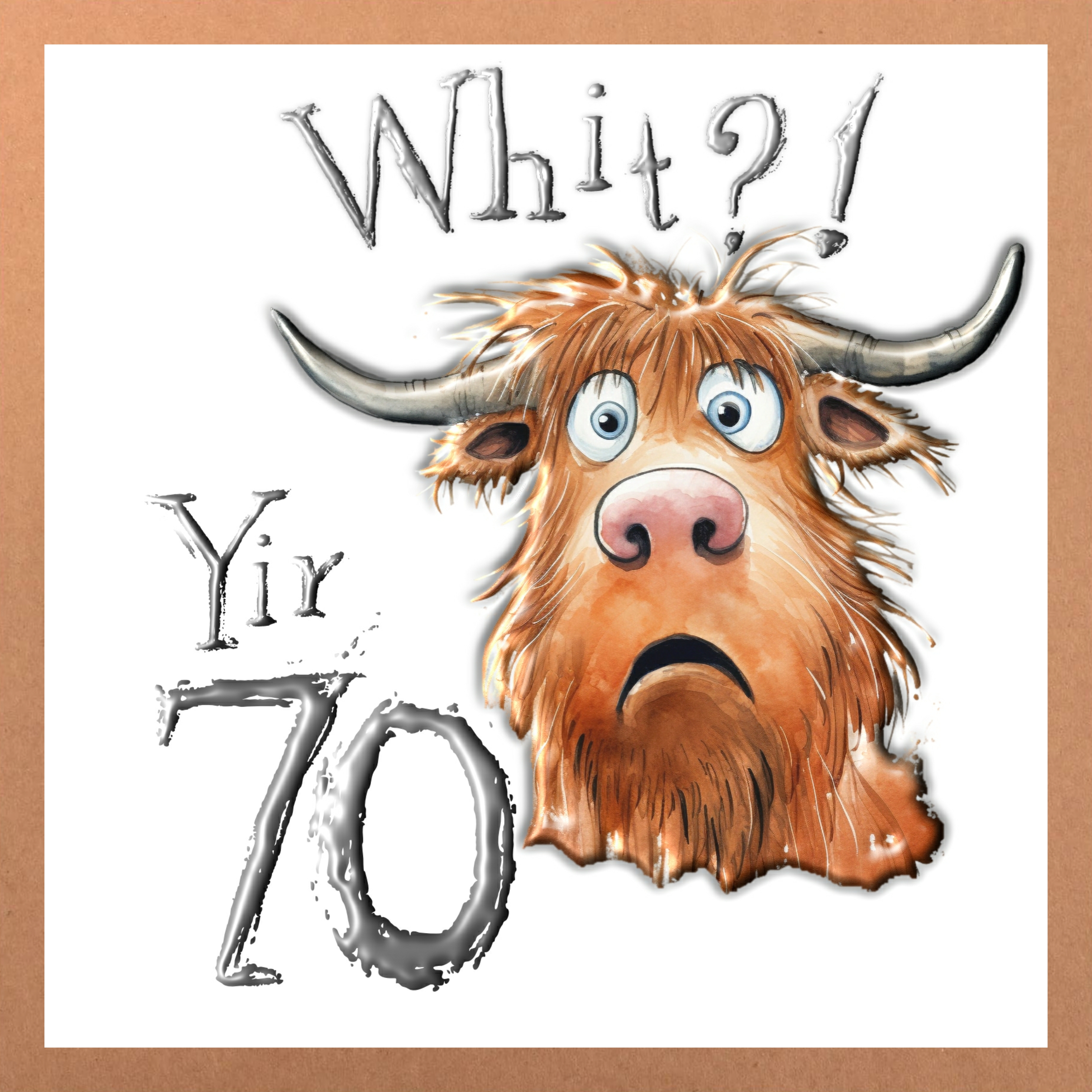 Funny Highland Cow 70th Birthday Card