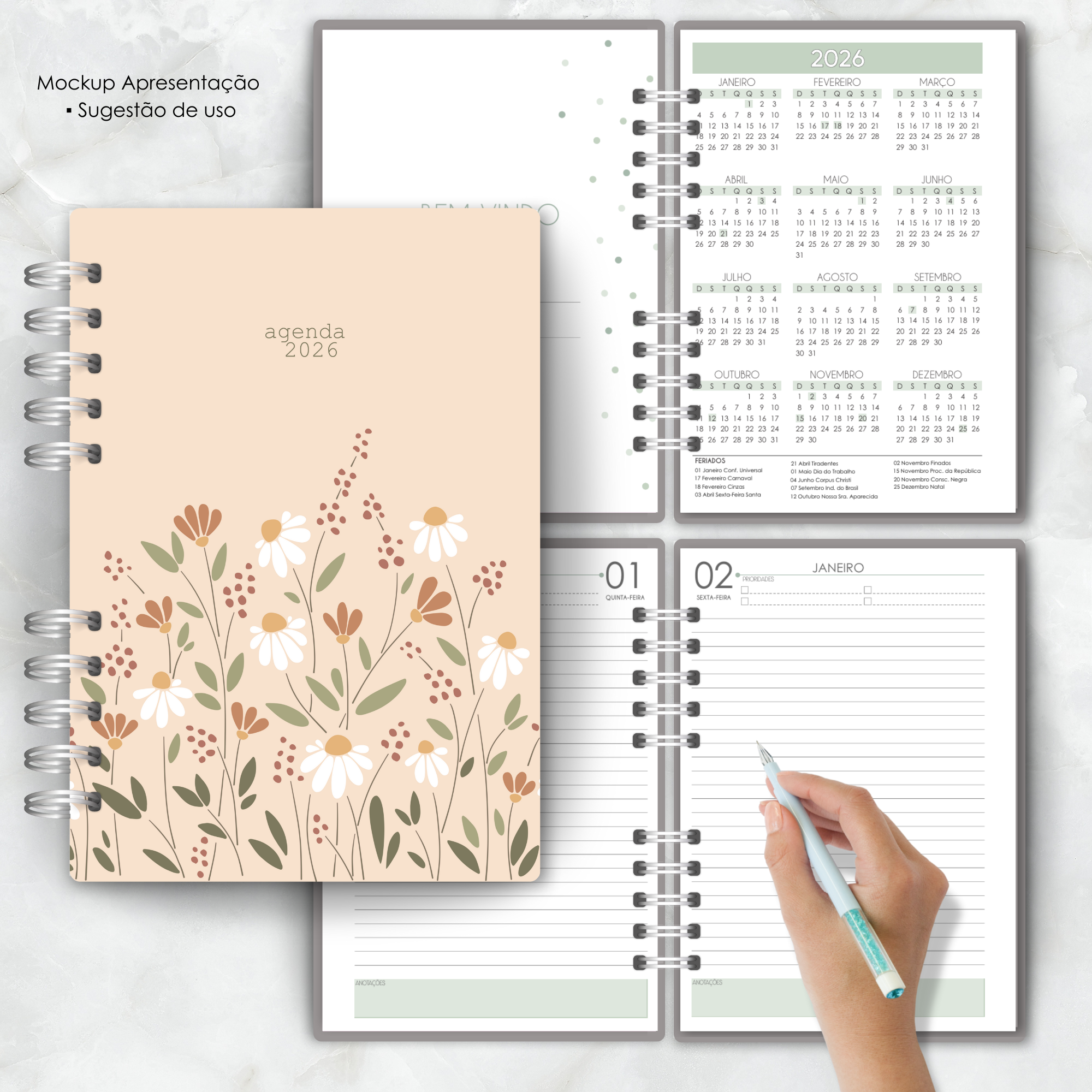 Planner Espiral Floral 2026