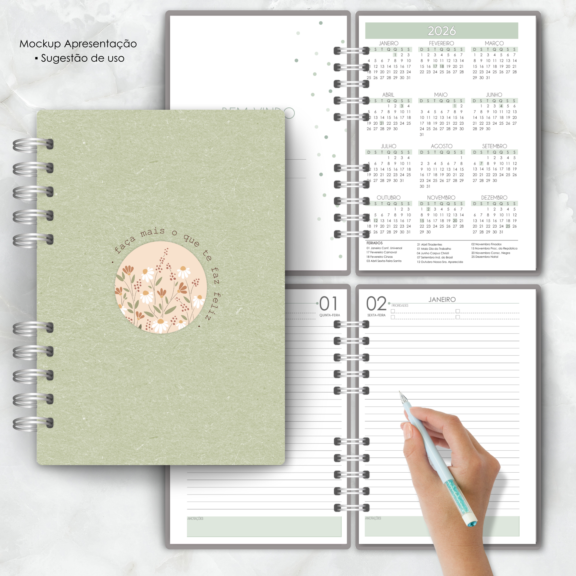 Caderno Espiral Floral