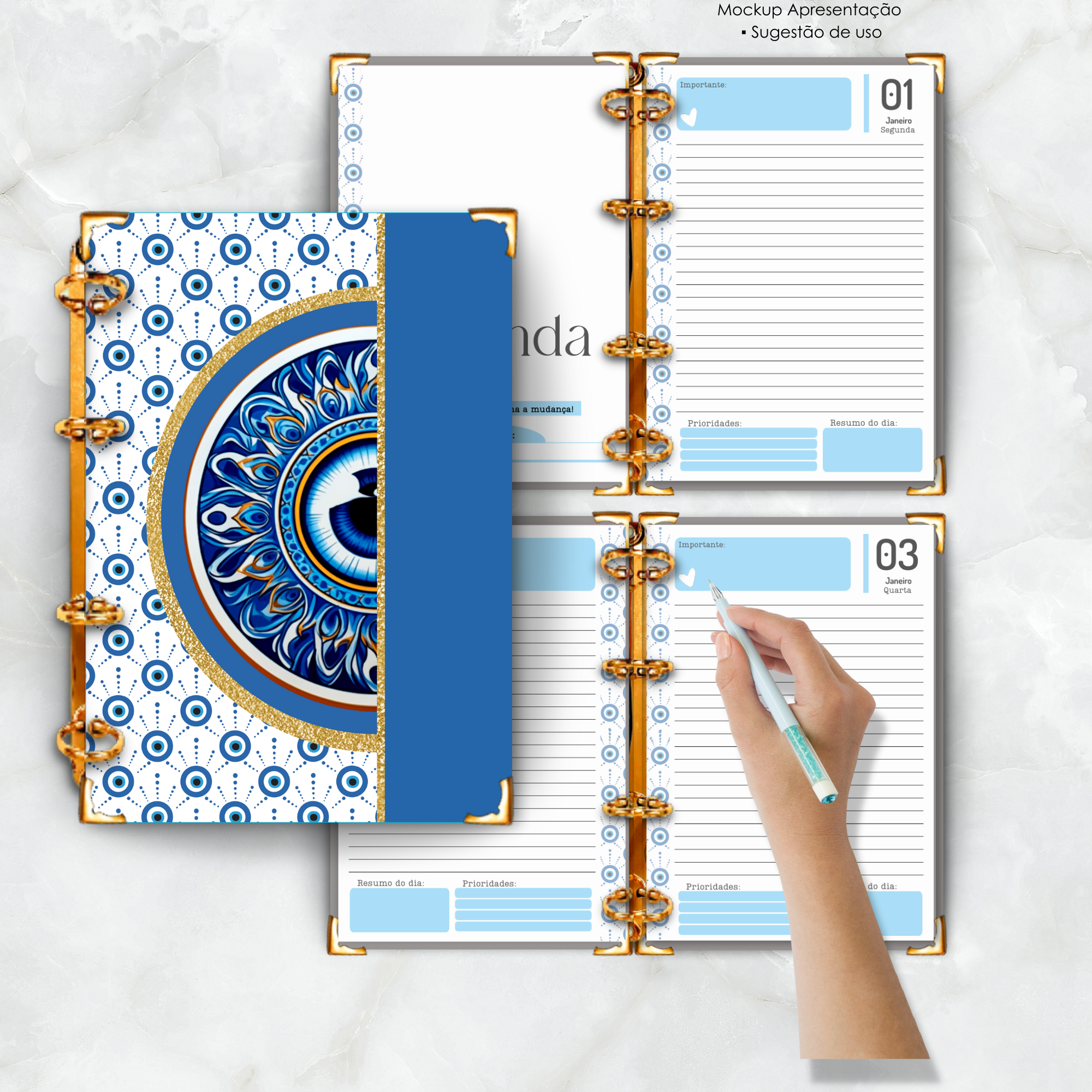 agenda de Capa Dura Olho Grego