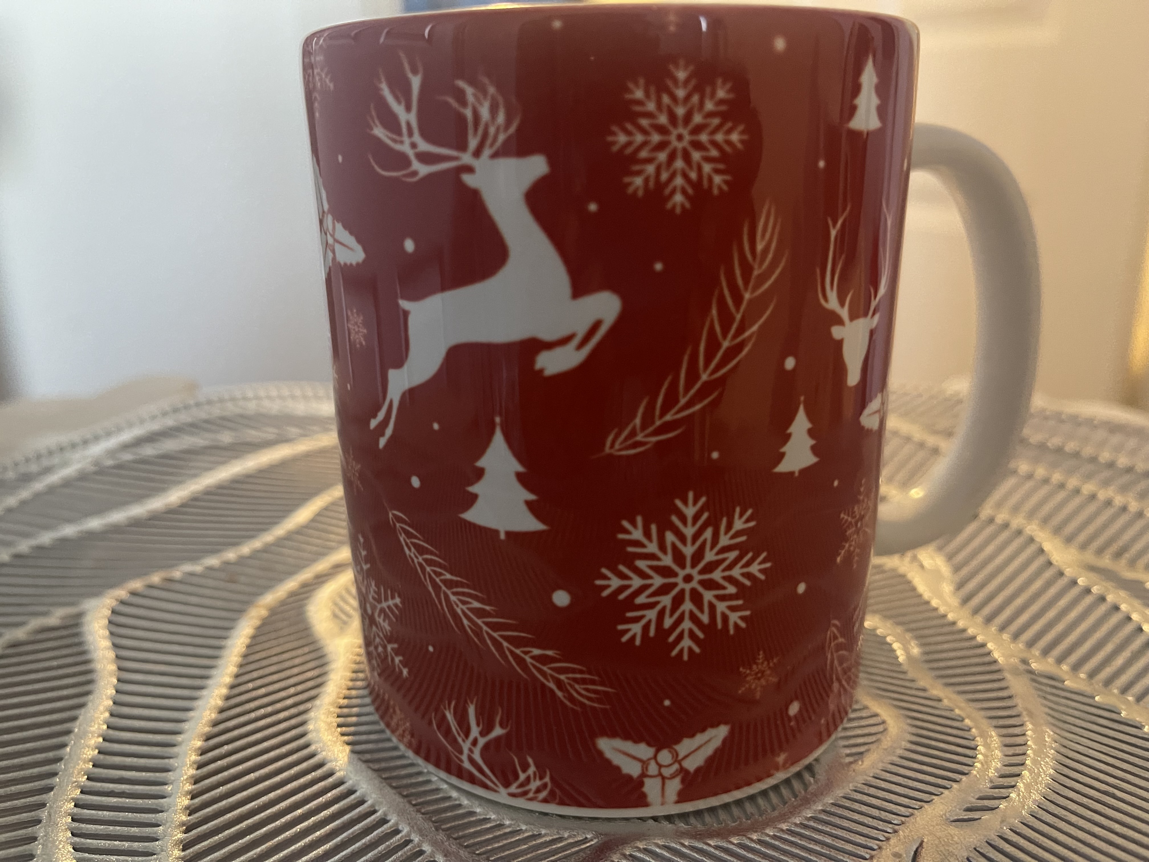 Christmas-themed Red Ceramic Mug