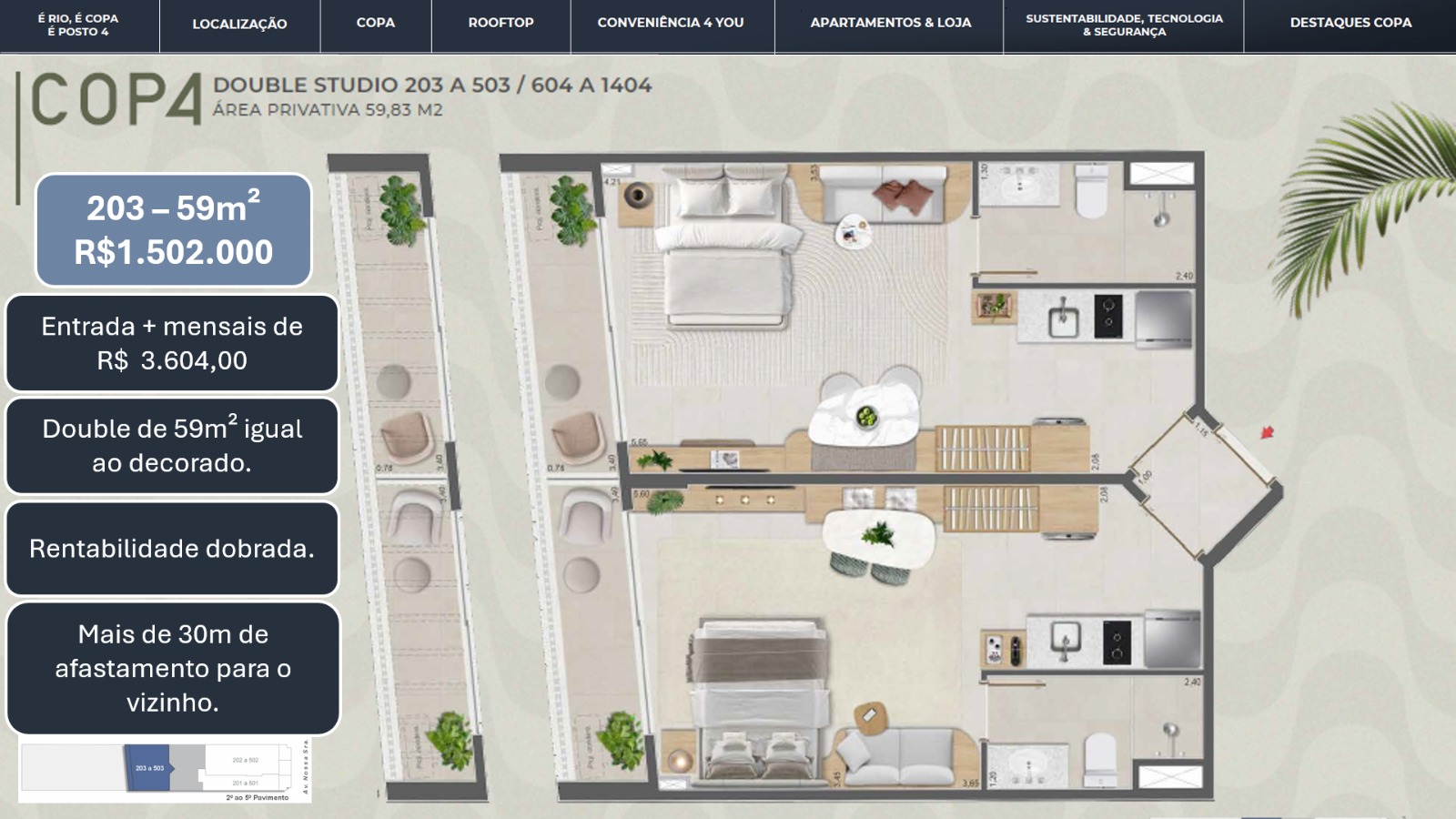 Double Studio de 59m²