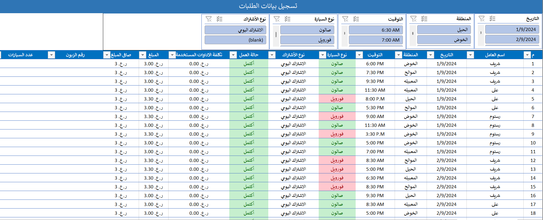 شيت إدارة الطلبات وحركات المخزون بإكسيل
