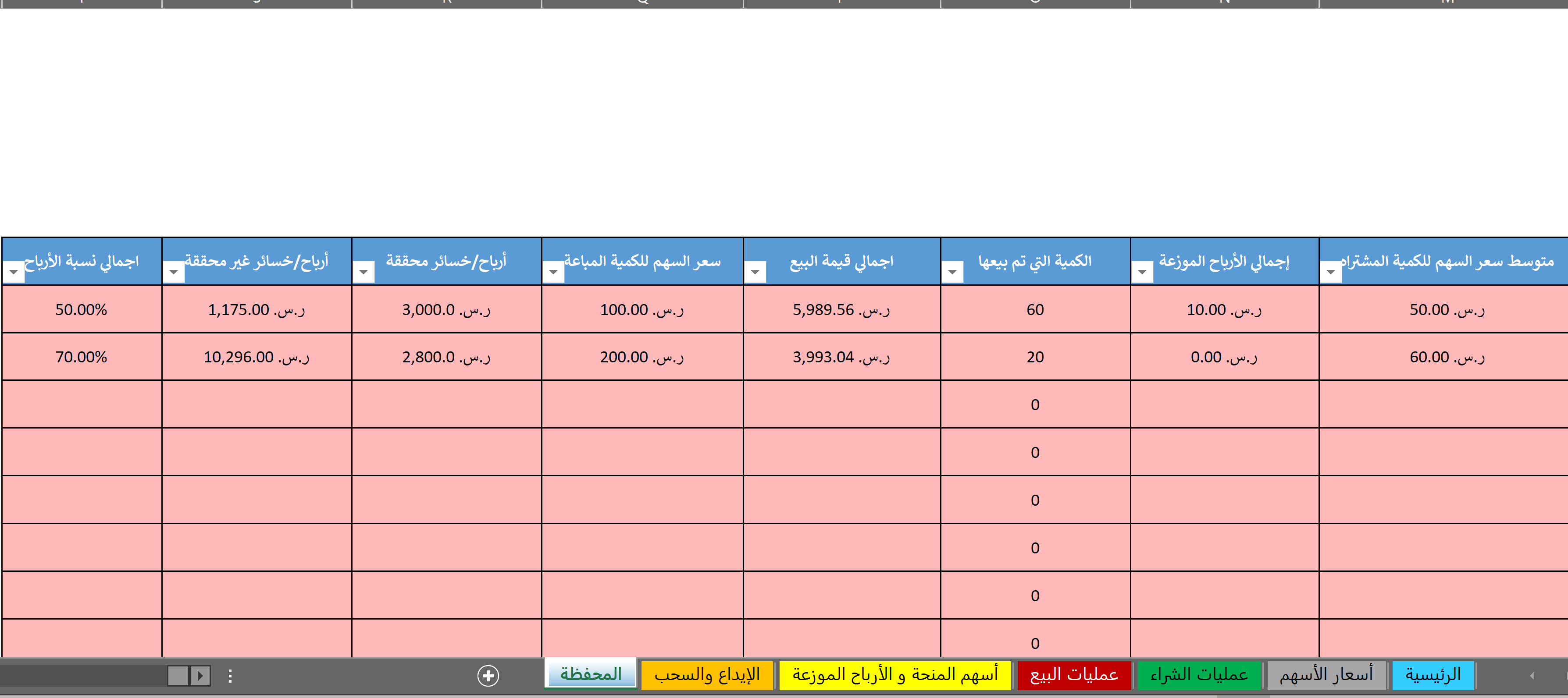 برنامج محفظة الأسهم الذكي 