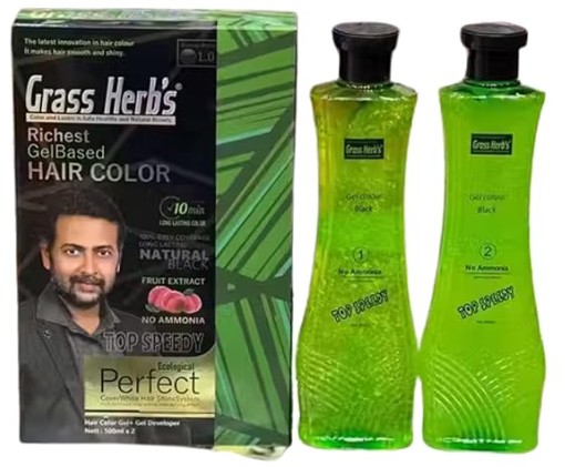 Grass Herbs Richest Gel Based Hair Colour Black | Natural Herbal Hair Dye | 1000ml Pack
