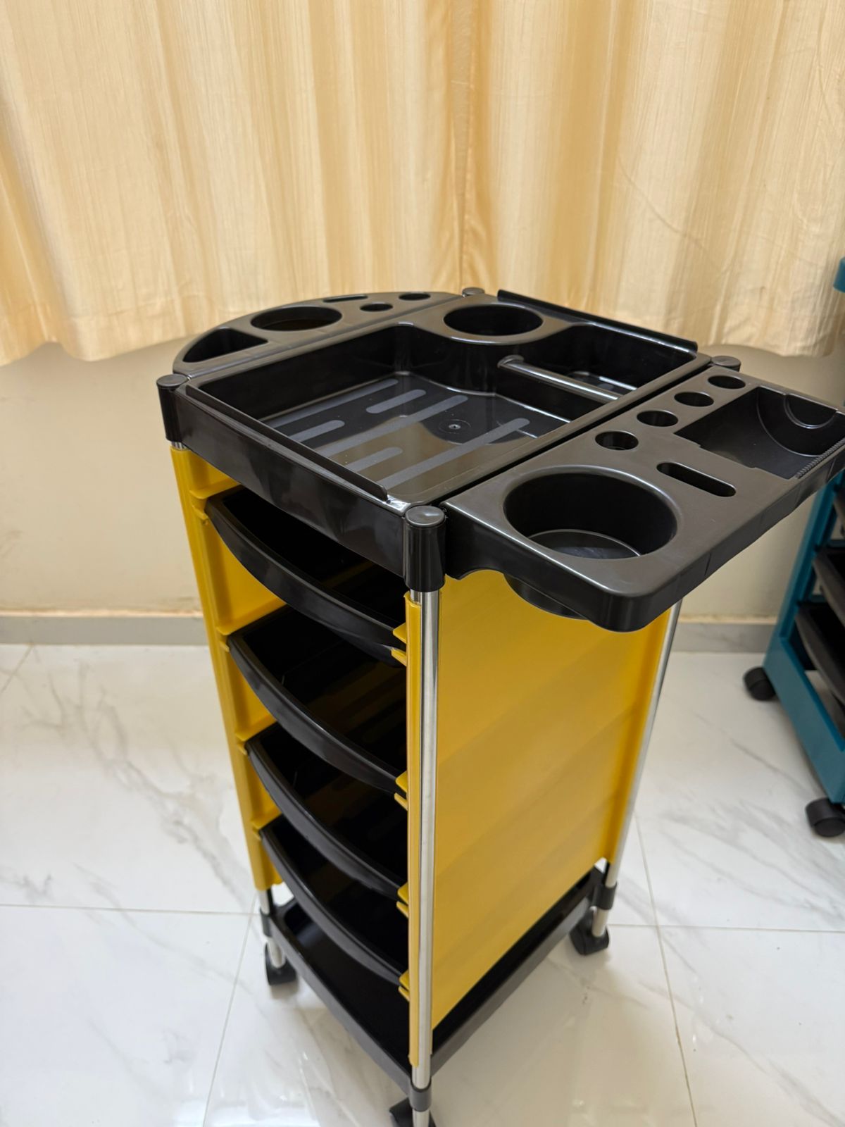 Salon Trolley with Wheels & Removable Drawers Storage | Hair Dryer Service Tray, Tool Storage Cart for Hair Stylists 