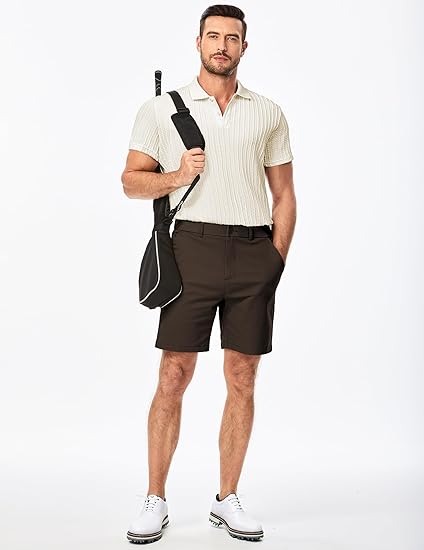 JMIERR Men's Casual Polo Shirt Summer Short Sleeve Vacation Button Beach Knit Stretch Golf Shirt