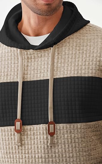 Dokotoo Men's Casual Sweatshirt Long Sleeve Drawstring Colorblock Pullover Pattern Hoodie with Pockets