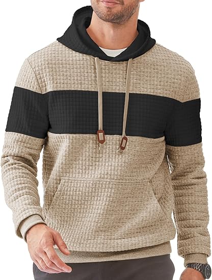 Dokotoo Men's Casual Sweatshirt Long Sleeve Drawstring Colorblock Pullover Pattern Hoodie with Pockets