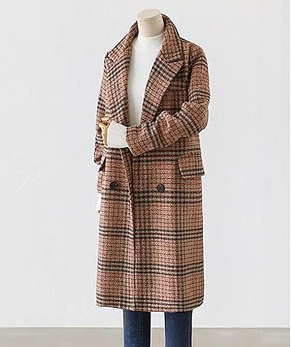 Collar jacket, medium length winter pea coat