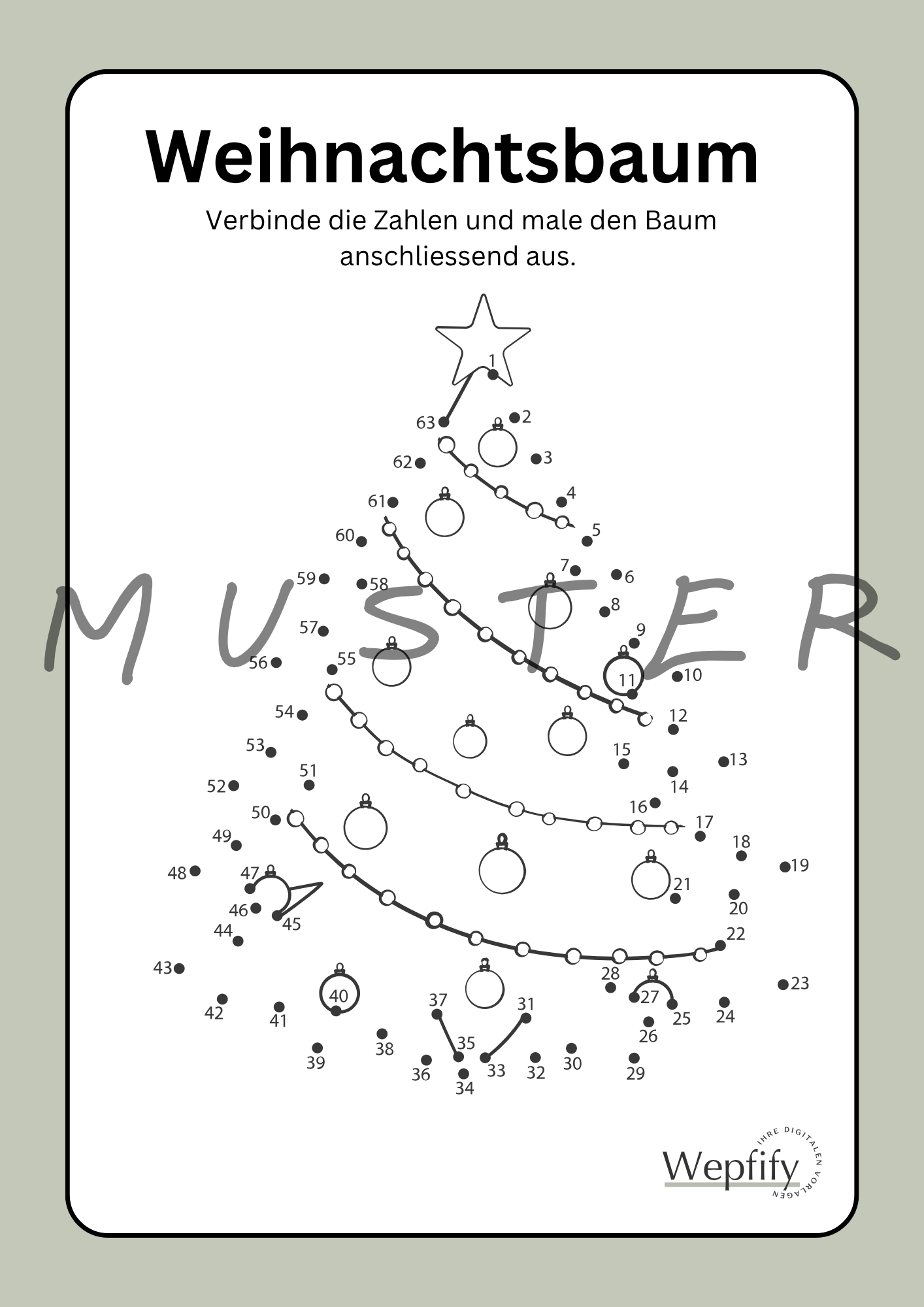 Zahlen-Bilder 4er Set Weihnachten