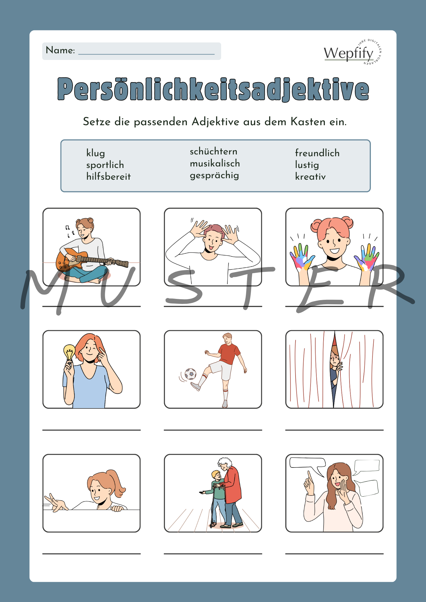 Arbeitsblatt - Persönlichkeitsadjektive