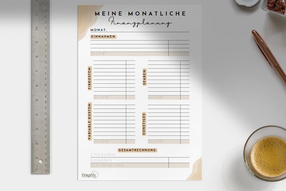 Monatliche Finanzplanung Vorlage