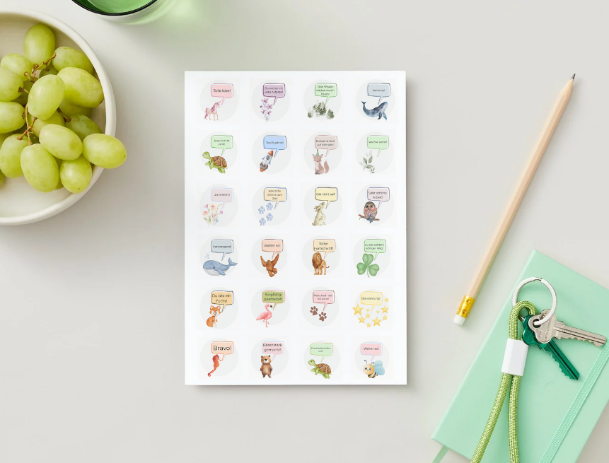 Aufmunternde Sticker für Tests, Prüfungen und Schulaufgaben