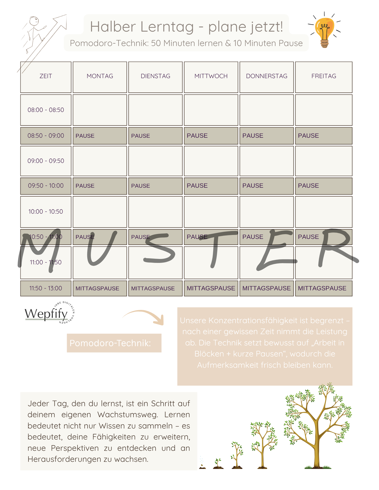 Halber Lerntag - Lernplaner