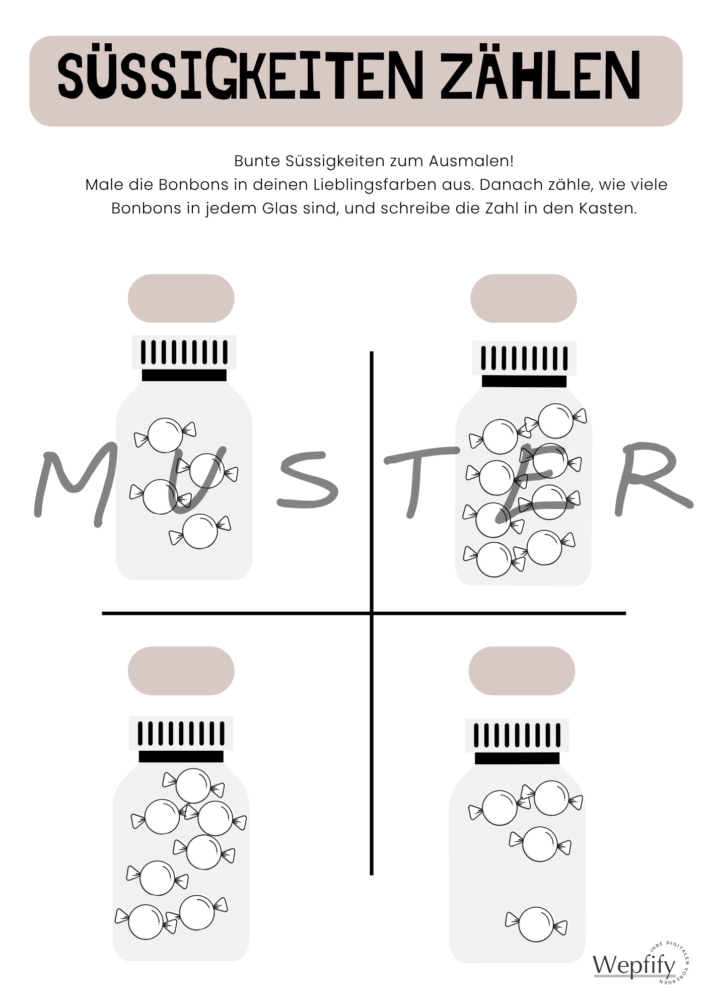 Arbeitsblatt Süssigkeiten zählen