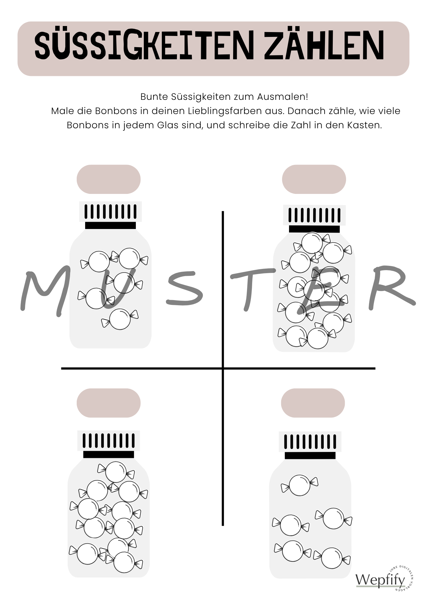 Arbeitsblatt Süssigkeiten zählen