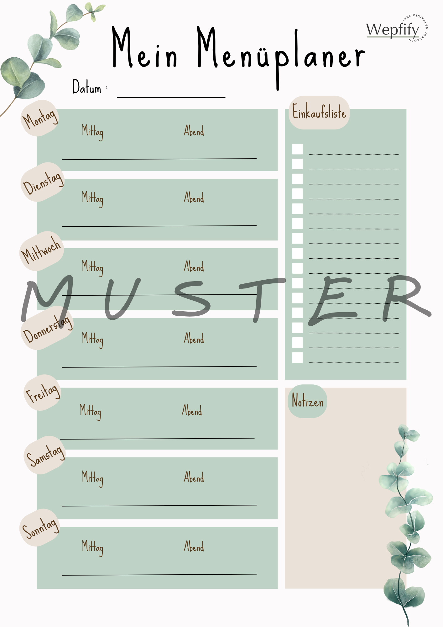 Menüplaner schlicht