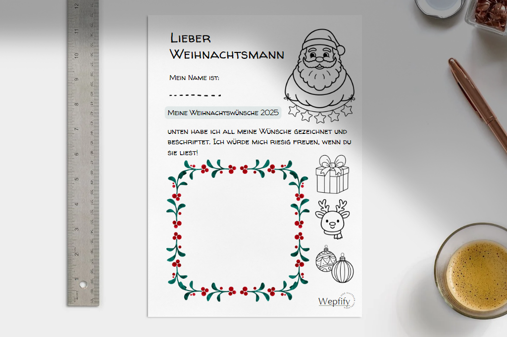 Wunschzettel zum Ausmalen 