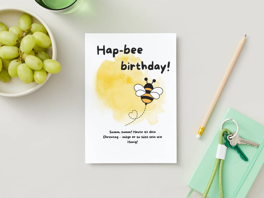 Geburtstagskarte Hap-bee birthday!