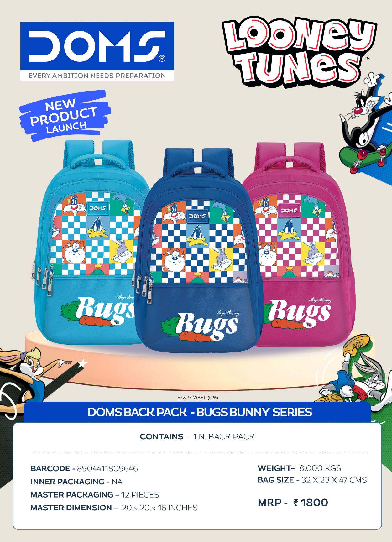 DOMS Looney Tunes Backpack