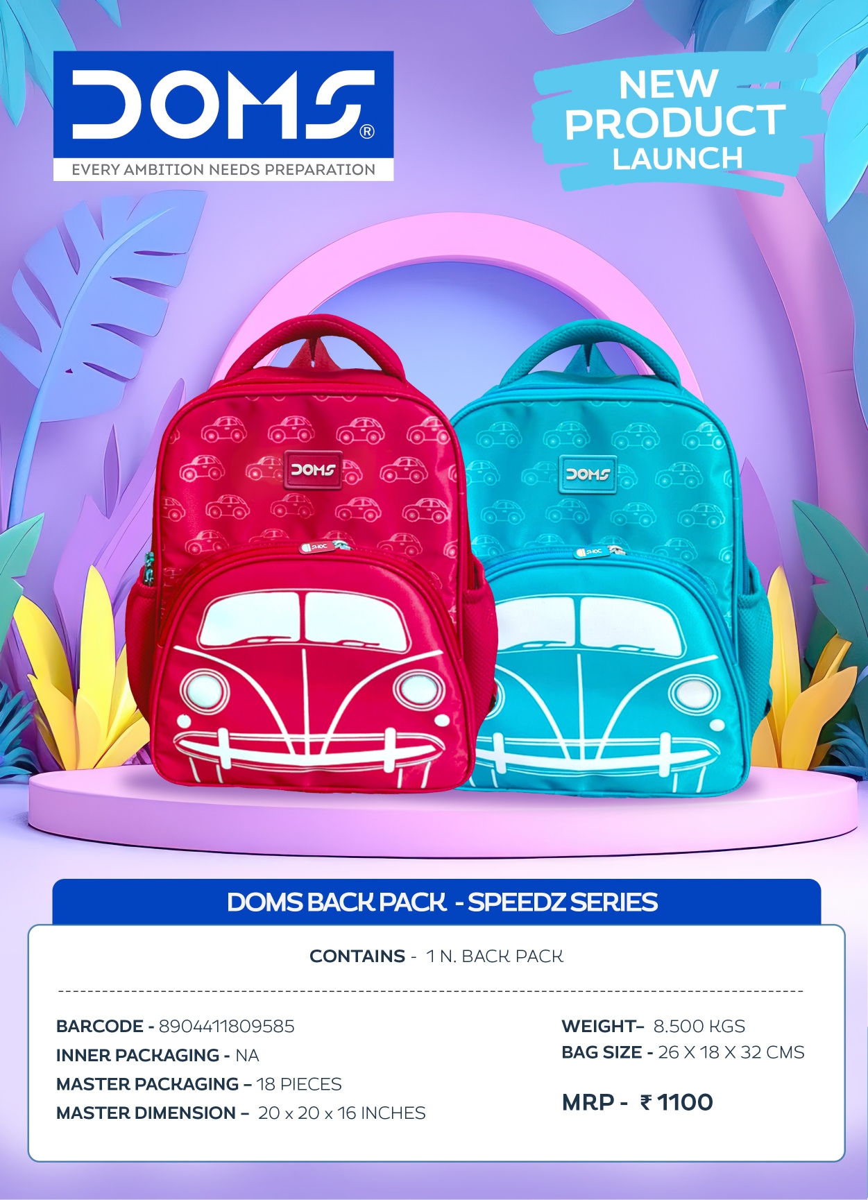 DOMS Back Pack - Speedz Series