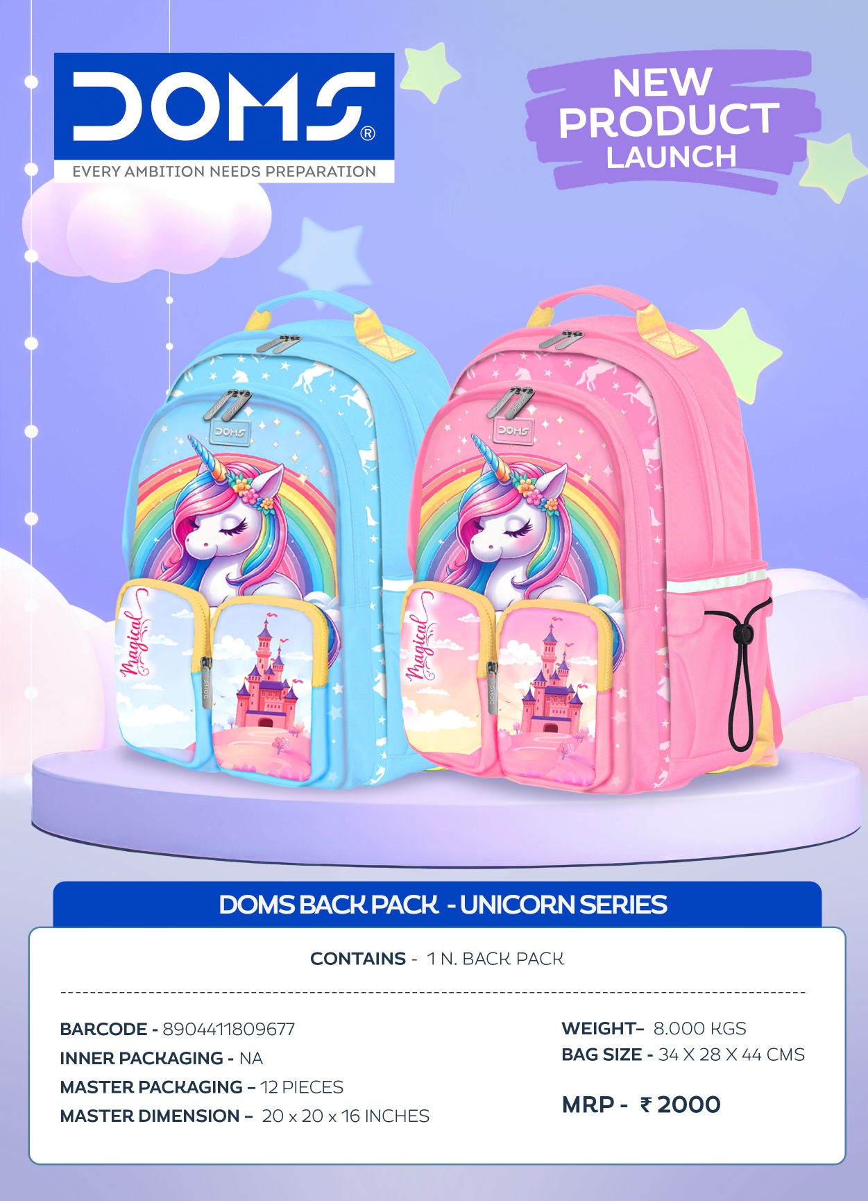 DOMS Unicorn Series Backpack