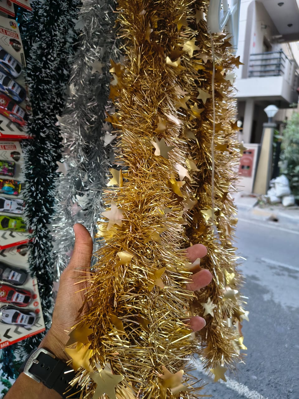Gold Star Tinsel Garland
