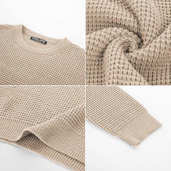 PJ Paul Jones Men's Pullover Sweater Waffle Texture Long Sleeve Knit Sweater