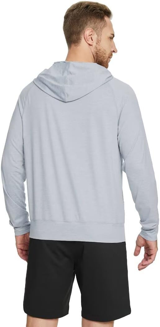 Men's Long Sleeve Kangaroo Pocket Lightweight Heathered Golf Quarter Zip Hoodie Pullover