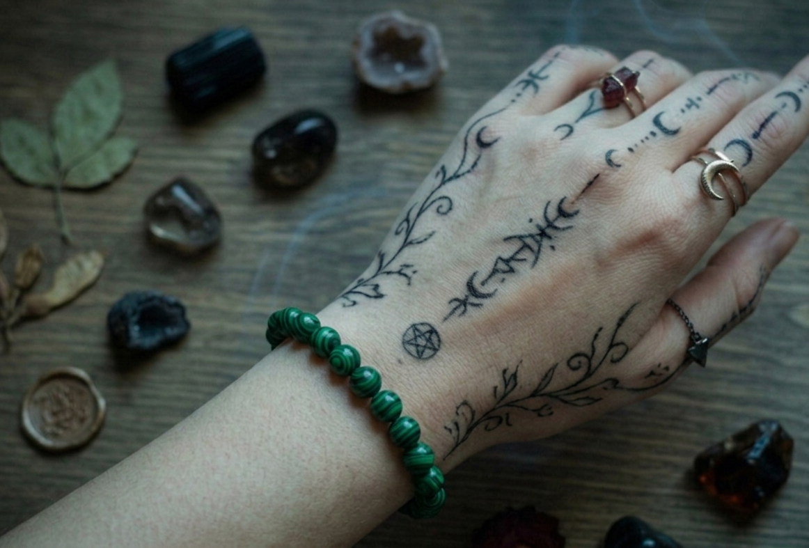 Malachito užkalbėta apyrankė