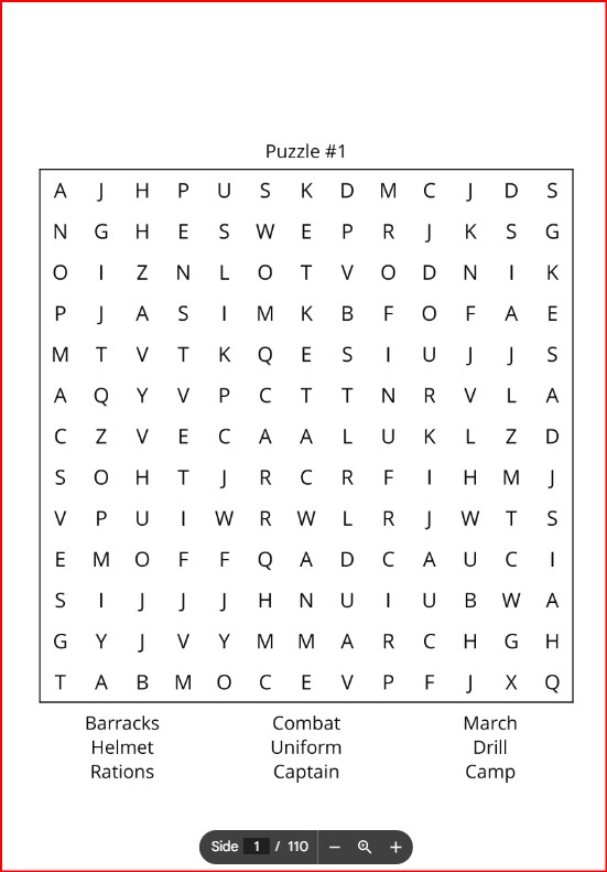 Army Word Search
