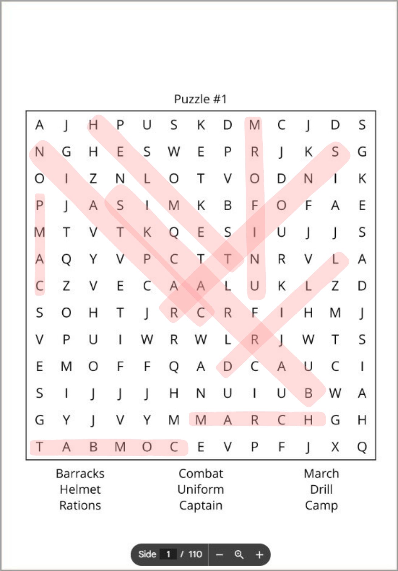 Army Word Search