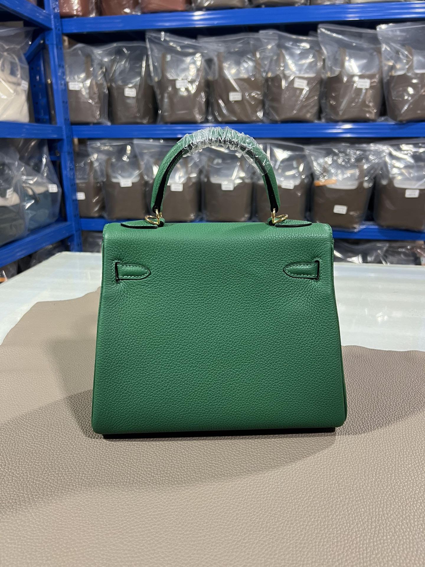 Hermès Kelly 25 Internal seam - Soft green silk